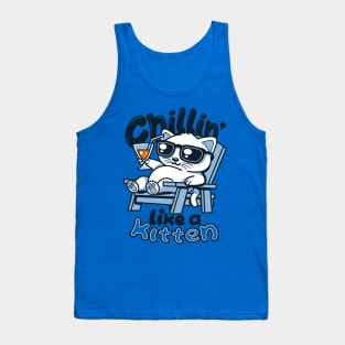 Cute Funny Cat Chilling Original Summer Cat Funny Meme Tank Top